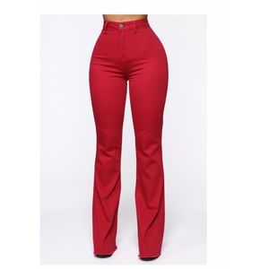 BRAND NEW‼️ Fashion Nova red flare jeans